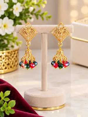 Modern Design Gold Plated Crystal Earrings
