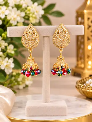 Modern Design Gold Plated Crystal Earrings