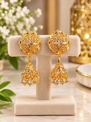 Funky Gold Plated Crystal Earrings