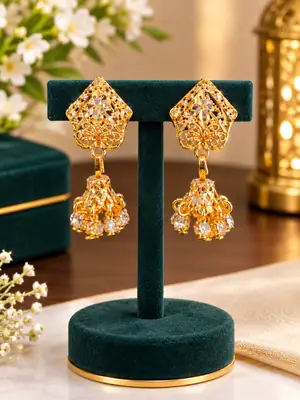 Funky Gold Plated Crystal Earrings