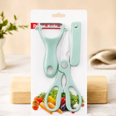 3 In 1 Fruit Knife Scissors Peeler Beautiful Set  thumbnail 3