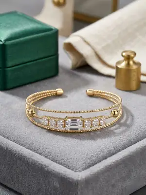 1 Pc Modern Design Gold Plated Crystal Kara Bracelet 3 to 10 year girls 