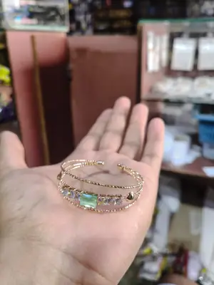 1 Pc Modern Design Gold Plated Crystal Kara Bracelet 3 to 10 year girls  thumbnail 3