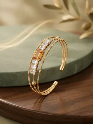 1 Pc Modern Design Gold Plated Crystal Kara Bracelet 3 to 10 year girls 