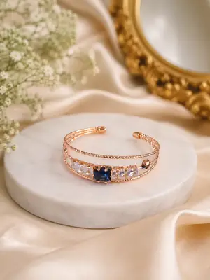1 Pc Modern Design Gold Plated Crystal Kara Bracelet 3 to 10 year girls  thumbnail 2