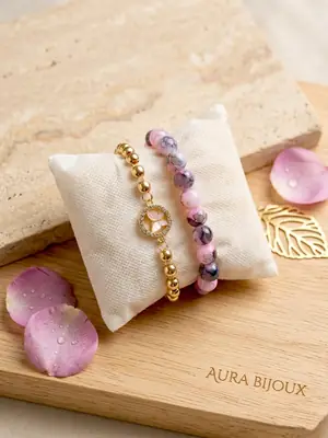 2 Pcs Funky Gold Plated Crystal Chain Bracelet