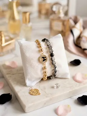 2 Pcs Funky Gold Plated Crystal Chain Bracelet
