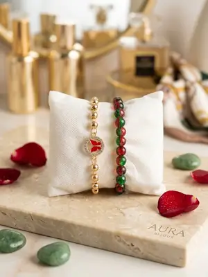 2 Pcs Funky Gold Plated Crystal Chain Bracelet