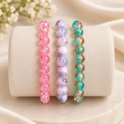 3 Pcs Funky Crystal Bracelet Modren Style