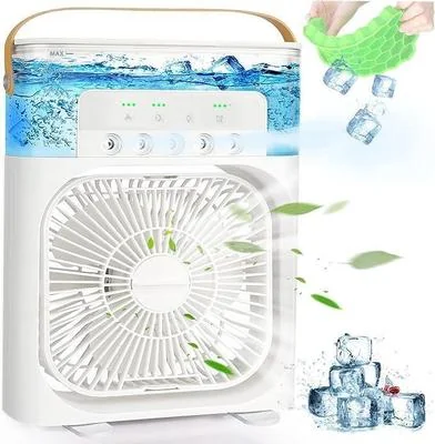 Portable Mini Air Cooler with Night Light - Black White Green thumbnail 12