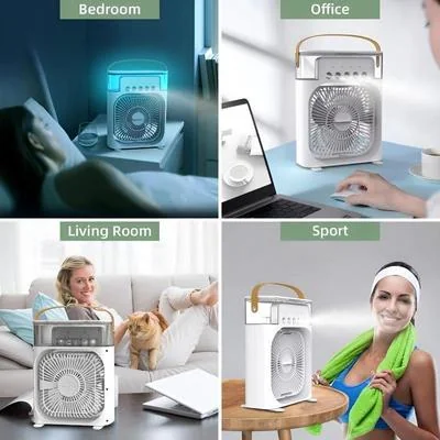 Portable Mini Air Cooler with Night Light - Black White Green thumbnail 10
