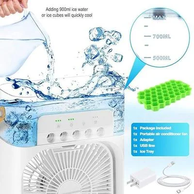 Portable Mini Air Cooler with Night Light - Black White Green thumbnail 2