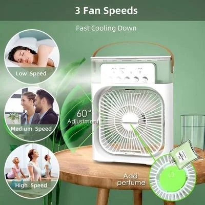 Portable Mini Air Cooler with Night Light - Black White Green thumbnail 6