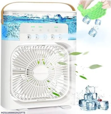 Portable Mini Air Cooler with Night Light - Black White Green thumbnail 7