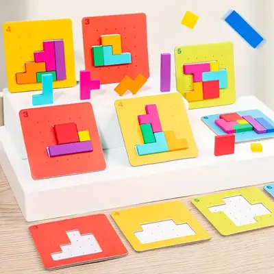 Wooden Tangram Puzzle Board Set