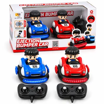 2 RC Bumper Cars with LED Lights & 2 Controllers