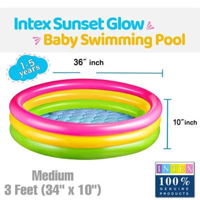 Intex 3 Feet Kids Swimming Pool Pink Green Vinyl thumbnail 3