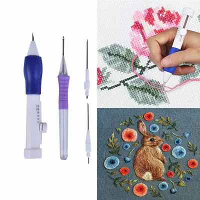 Magic Embroidery Pen Set — 3D Punch Needle Tool Kit for DIY Weaving, Cross Stitch & Creative Embroidery Designs thumbnail 4