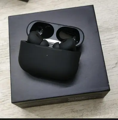 BLACK AIRPODS PRO WIRELESS EARBUDS — MATTE BLACK & WHITE EDITION | PREMIUM SOUND, SLEEK DESIGN & CHARGING CASE