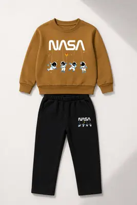 2 Pcs Girl's Fleece Printed Tracksuit