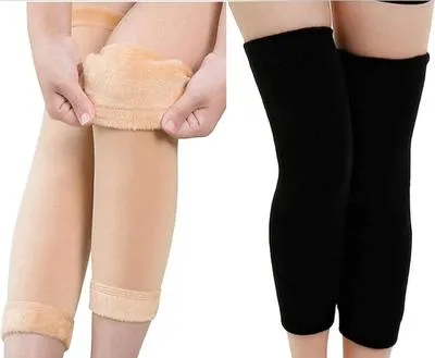 Thermal Fleece Knee Warmers Black Beige Winter Warm Pakistan thumbnail 5