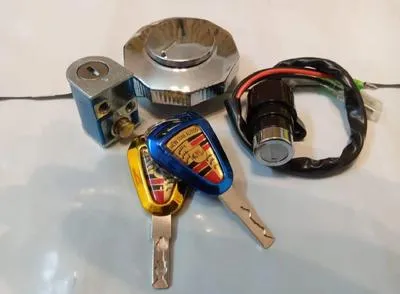 70cc Bike Key Switch Kit Golden Metal 3-Piece Set thumbnail 2