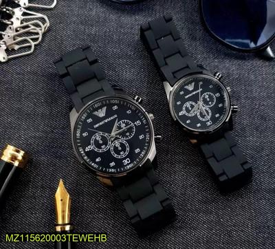 Black Chronograph Watch for Men Women Pakistan thumbnail 3