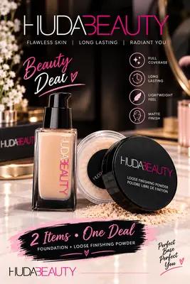 Huda Beauty 2 In 1 Foundation & Loose Powder Deal 