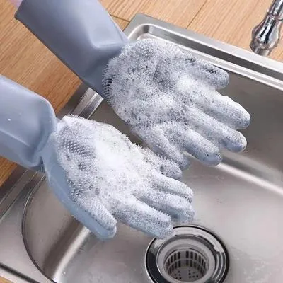 Silicone Dish Washing Gloves Multicolor Kitchen Cleaning