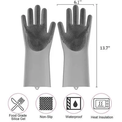 Silicone Dish Washing Gloves Multicolor Kitchen Cleaning thumbnail 2