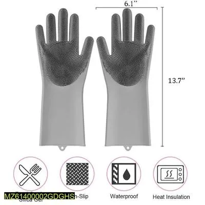 Silicone Dish Washing Gloves Multicolor Kitchen Cleaning thumbnail 4