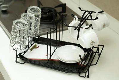Black Stainless Steel Glass & Plate Drying Rack
