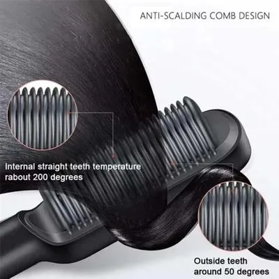 Hair Straightener Brush with 30s Heat & Anti-Scald Design thumbnail 2