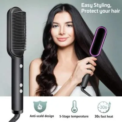 Hair Straightener Brush with 30s Heat & Anti-Scald Design thumbnail 3