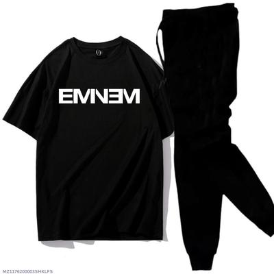 Men Black Cotton Track Suit with Eminem Print Medium to XL thumbnail 4