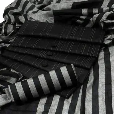 Black Striped 3-Piece Kurta Set for Women thumbnail 2
