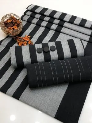 Black Striped 3-Piece Kurta Set for Women thumbnail 3