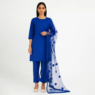 3 Pcs Women's Unstitched Plain Suit