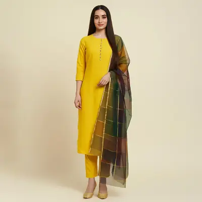 3 Pcs Women's Unstitched Plain Suit