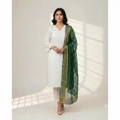 3 Pcs Women's Unstitched Plain Suit