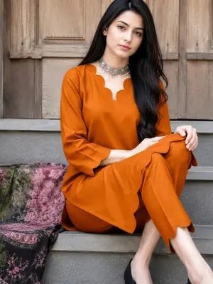 2 Pcs Women's Unstitched Plain Suit