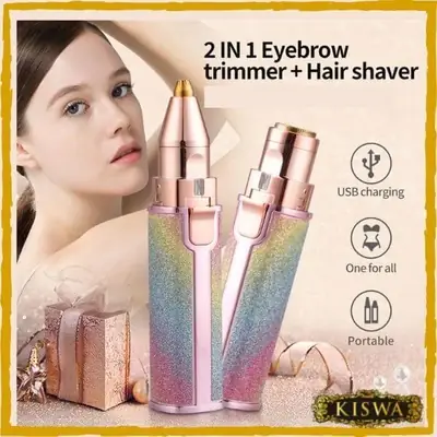 Pop-Up Trimmer, Wet, Dry Shave, Shave Sensor, Pivoting Head, Waterproof, Floating Head, Battery Indicator, Rechargeable, Portable, Hypoallergenic, High Efficiency Unisex Eyebrows Hair Trimmer