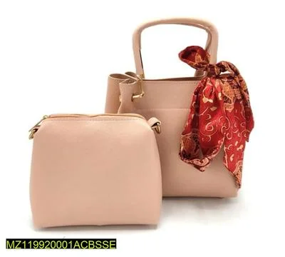 Pink PU Leather Crossbody Bag Set with Red Scarf thumbnail 4
