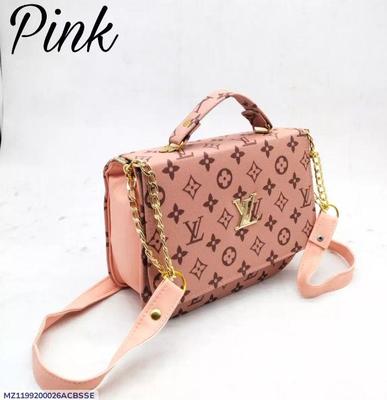 Pink Printed Crossbody Bag for Girls with Gold Chain Strap thumbnail 4