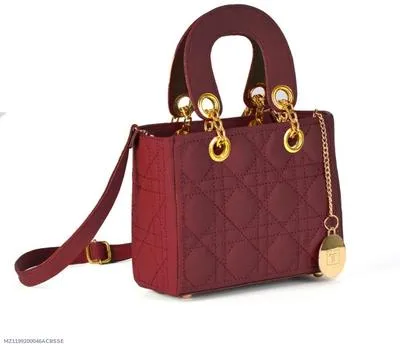 Maroon Quilted Crossbody Bag for Girls with Gold Hardware thumbnail 6