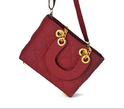 Maroon Quilted Crossbody Bag for Girls with Gold Hardware thumbnail 3