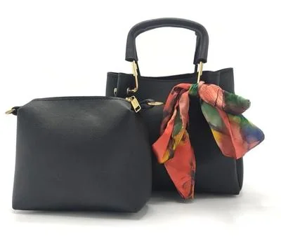 Black PU Leather 2-Piece Women's Shoulder Bag Set