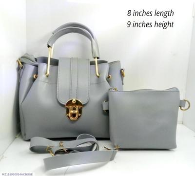Grey PU Leather Crossbody Bag with Pouch for Women thumbnail 3