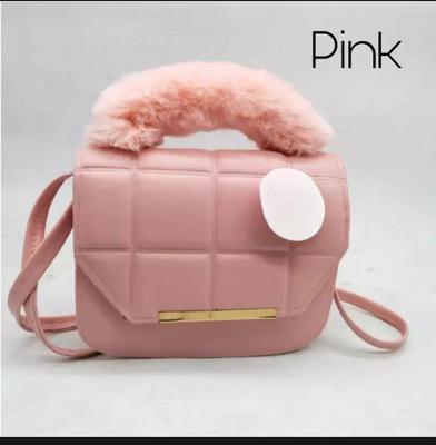 Pink Quilted Rexine Shoulder Bag for Girls