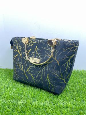 Girls Velvet Printed Handbag Blue 10x5x8" thumbnail 2